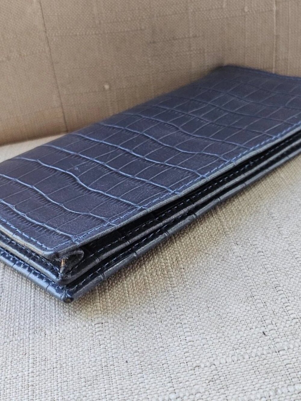 Long Wallet High Quality Genuine Leather Blue Card Holder Clutch Purse Han